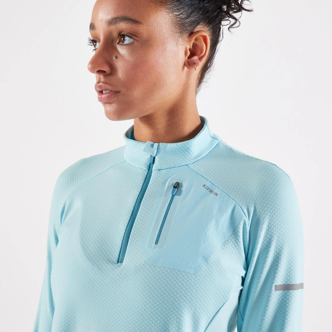 T-shirt 1/2 zip manches longues de running Femme - KIPRUN Run 500 Warm – Image 4