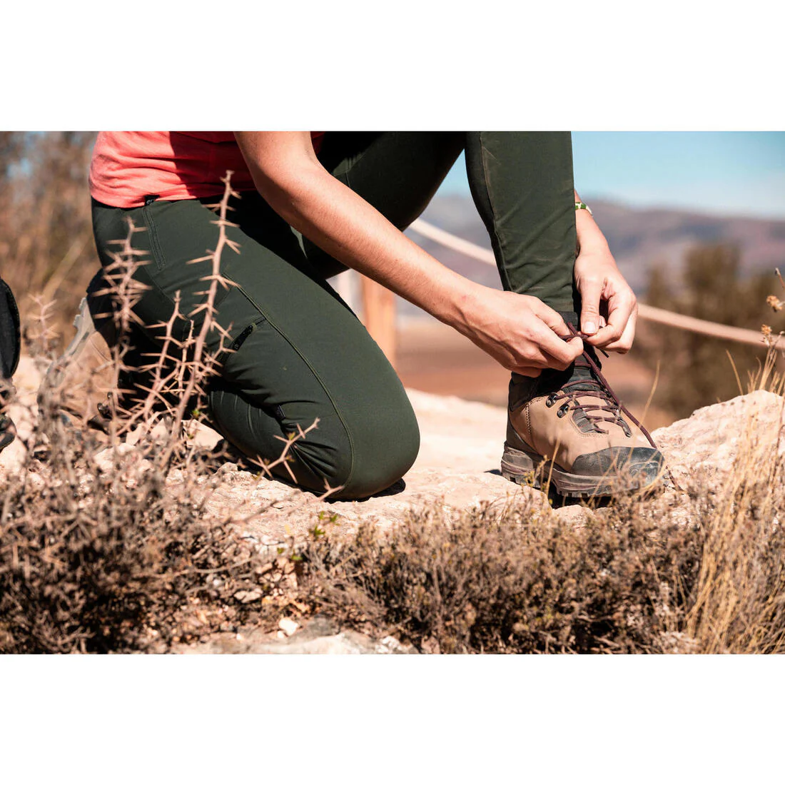 Chaussures trekking cuir imperméables - mt100 hyb - femme haute – Image 9