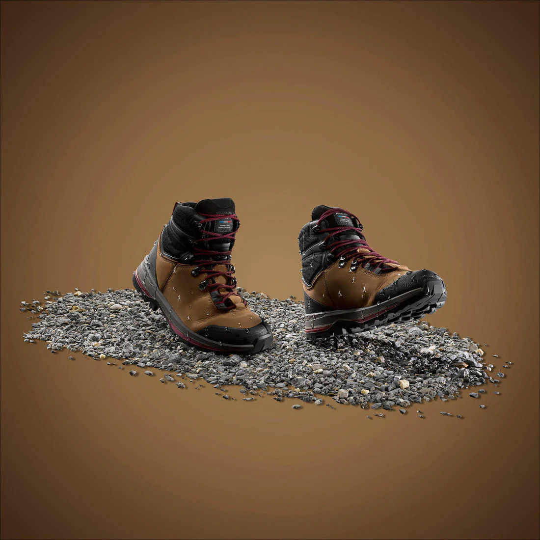 Chaussures trekking cuir imperméables - mt100 hyb - femme haute