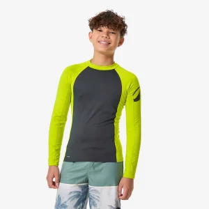 Tee shirt anti uv manches longues garçon, 500 vert et gris